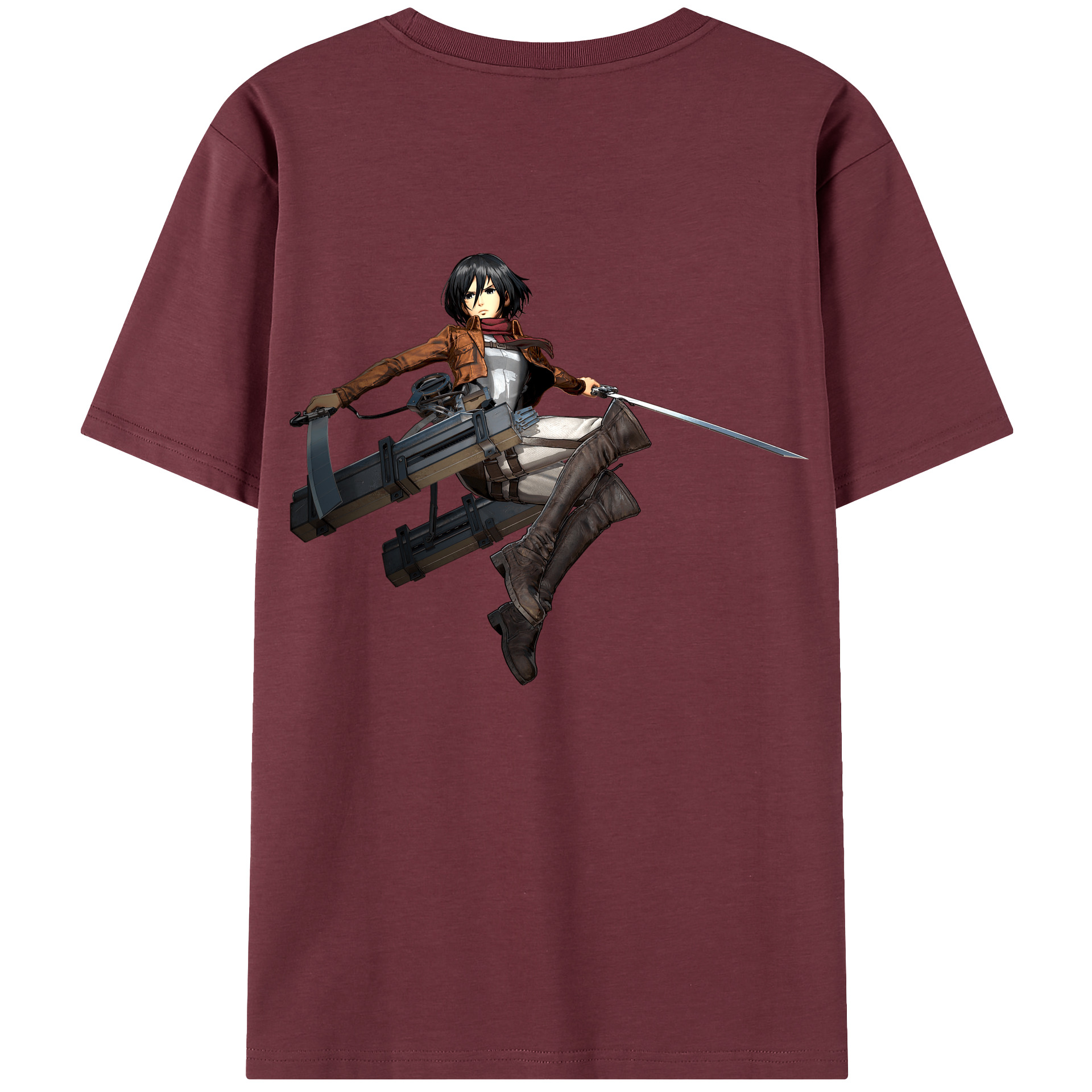 （画像用） 進撃の巨人 ミカサ·アッカーマン Attack on Titan Mikasa Ackerman 綿100％半袖Tシャツ（背面プリント）
